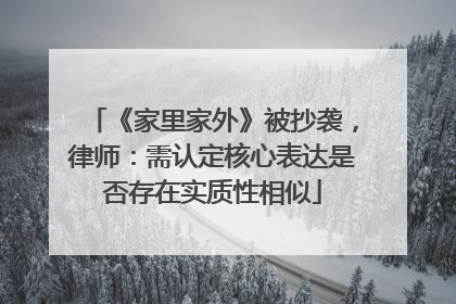 《家里家外》被抄袭，律师：需认定核心表达是否存在实质性相似