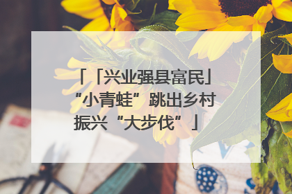 「兴业强县富民」“小青蛙”跳出乡村振兴“大步伐”
