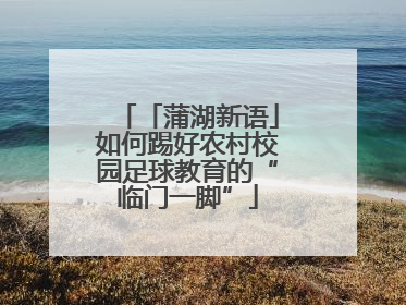「蒲湖新语」如何踢好农村校园足球教育的“临门一脚”