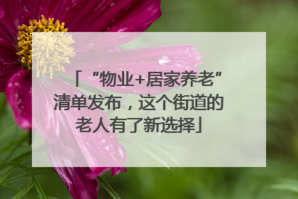 “物业+居家养老”清单发布，这个街道的老人有了新选择