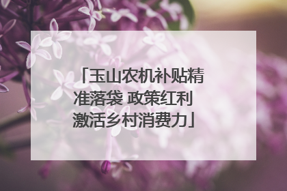 玉山农机补贴精准落袋 政策红利激活乡村消费力