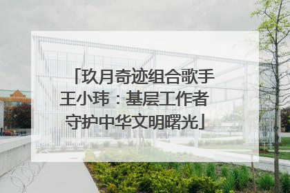 玖月奇迹组合歌手王小玮：基层工作者守护中华文明曙光
