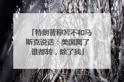特朗普称暂不和马斯克说话：美国离了谁都转，除了我