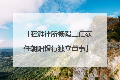 睦湃律所杨毅主任获任朝阳银行独立董事