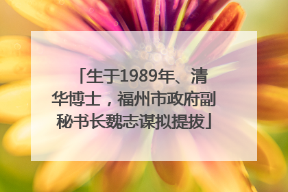 生于1989年、清华博士，福州市政府副秘书长魏志谋拟提拔