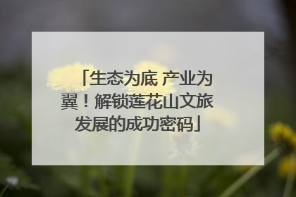 生态为底 产业为翼！解锁莲花山文旅发展的成功密码