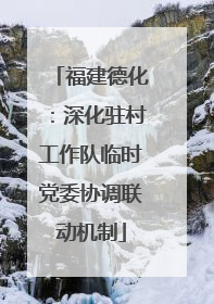 福建德化：深化驻村工作队临时党委协调联动机制