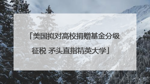 美国拟对高校捐赠基金分级征税 矛头直指精英大学