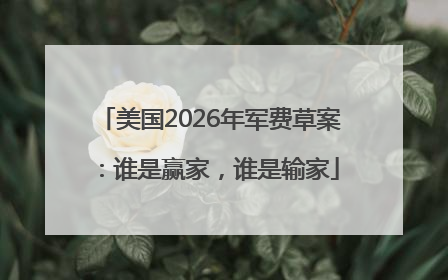 美国2026年军费草案：谁是赢家，谁是输家
