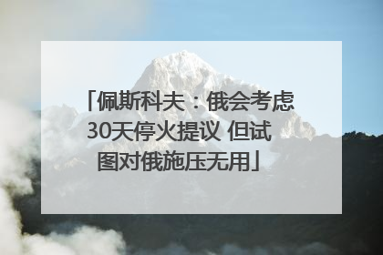 佩斯科夫：俄会考虑30天停火提议 但试图对俄施压无用