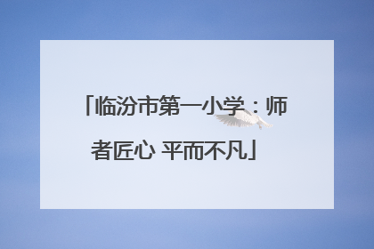 临汾市第一小学：师者匠心 平而不凡