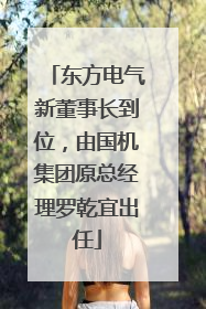 东方电气新董事长到位，由国机集团原总经理罗乾宜出任