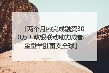 两个月内完成融资300万！政银联动助力成都金堂羊肚菌卖全球