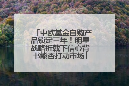 中欧基金自购产品锁定三年！明星战略折戟下信心背书能否打动市场