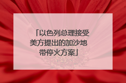 以色列总理接受美方提出的加沙地带停火方案