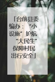 台前县委编办：“小设施”护航“大民生” 保障村民出行安全