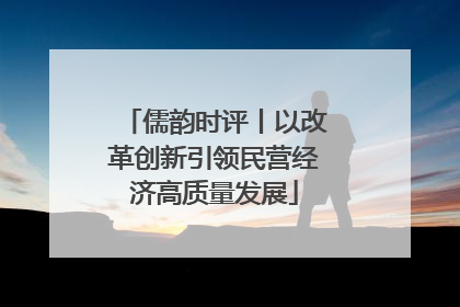 儒韵时评丨以改革创新引领民营经济高质量发展