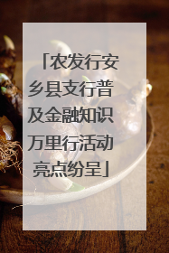 农发行安乡县支行普及金融知识万里行活动亮点纷呈