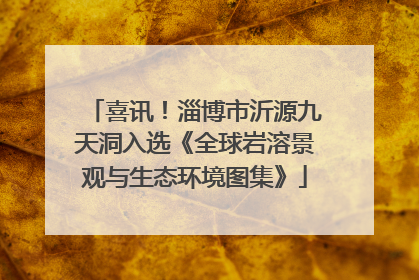 喜讯！淄博市沂源九天洞入选《全球岩溶景观与生态环境图集》