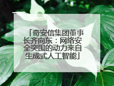 奇安信集团董事长齐向东：网络安全突围的动力来自生成式人工智能