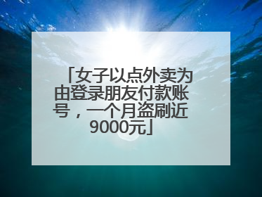 女子以点外卖为由登录朋友付款账号，一个月盗刷近9000元