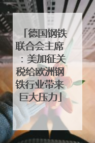 德国钢铁联合会主席：美加征关税给欧洲钢铁行业带来巨大压力