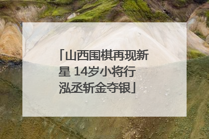 山西围棋再现新星 14岁小将行泓丞斩金夺银