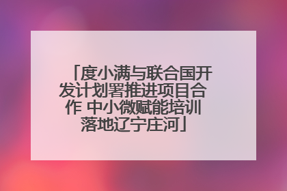 度小满与联合国开发计划署推进项目合作 中小微赋能培训落地辽宁庄河