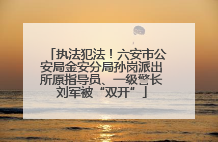 执法犯法！六安市公安局金安分局孙岗派出所原指导员、一级警长刘军被“双开”