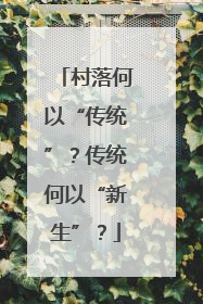 村落何以“传统”？传统何以“新生”？