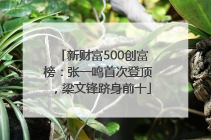 新财富500创富榜：张一鸣首次登顶，梁文锋跻身前十