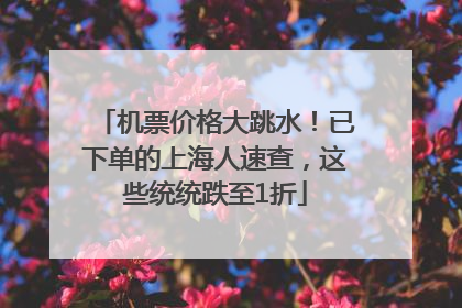 机票价格大跳水！已下单的上海人速查，这些统统跌至1折