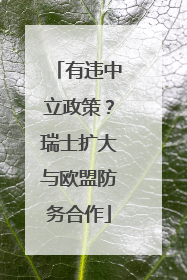 有违中立政策？瑞士扩大与欧盟防务合作