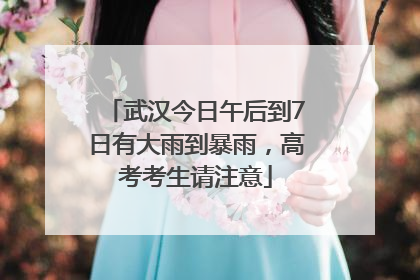 武汉今日午后到7日有大雨到暴雨，高考考生请注意