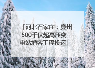 河北石家庄：廉州500千伏超高压变电站增容工程投运