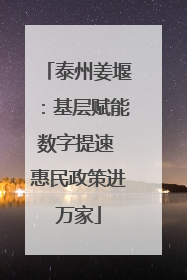 泰州姜堰：基层赋能数字提速 惠民政策进万家