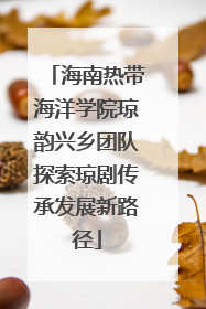 海南热带海洋学院琼韵兴乡团队探索琼剧传承发展新路径