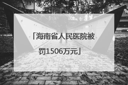 海南省人民医院被罚1506万元