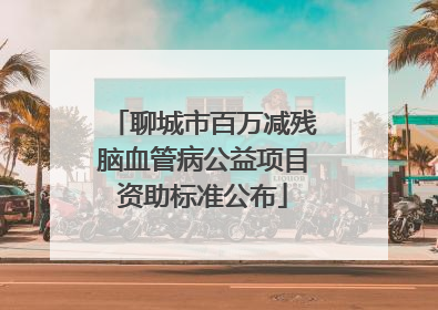 聊城市百万减残脑血管病公益项目资助标准公布
