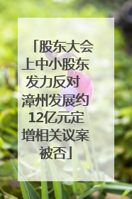股东大会上中小股东发力反对 漳州发展约12亿元定增相关议案被否