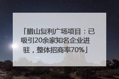 腊山复利广场项目：已吸引20余家知名企业进驻，整体招商率70%