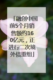 融创中国前5个月销售额约160亿元，正进行二次境外债重组