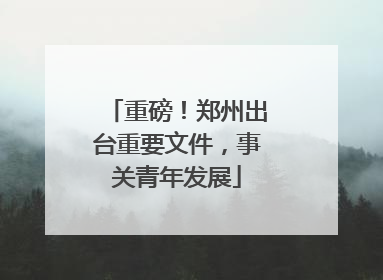 重磅！郑州出台重要文件，事关青年发展