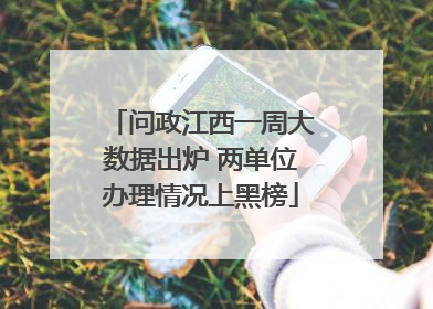 问政江西一周大数据出炉 两单位办理情况上黑榜