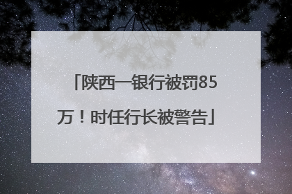 陕西一银行被罚85万！时任行长被警告