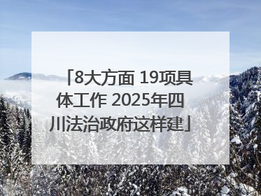 8大方面 19项具体工作 2025年四川法治政府这样建